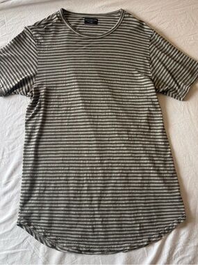 Goodlife Men’s Olive Green & Gray Striped Crew Tee